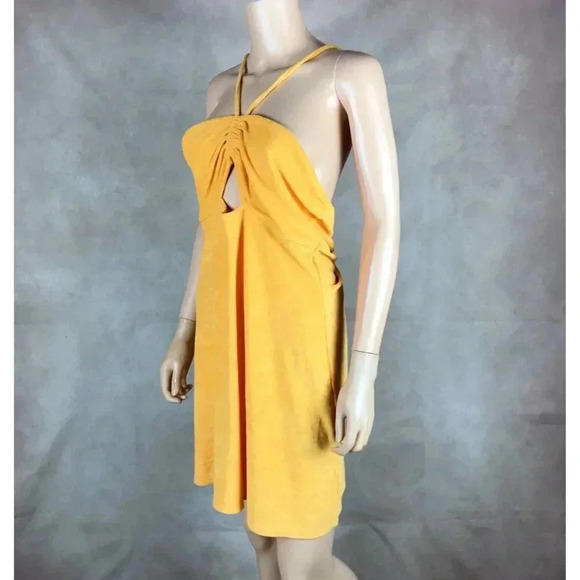 H&M Orange Terry Halter Beach Summer Dress LARGE - Picture 11 of 13